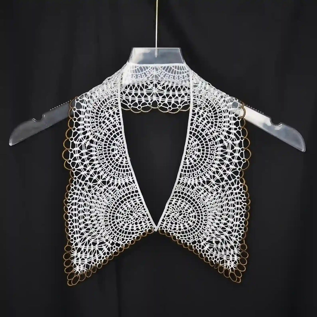 Ani Accessories vintage inspired cutwork floral Puritan collar with detailed embroidery design