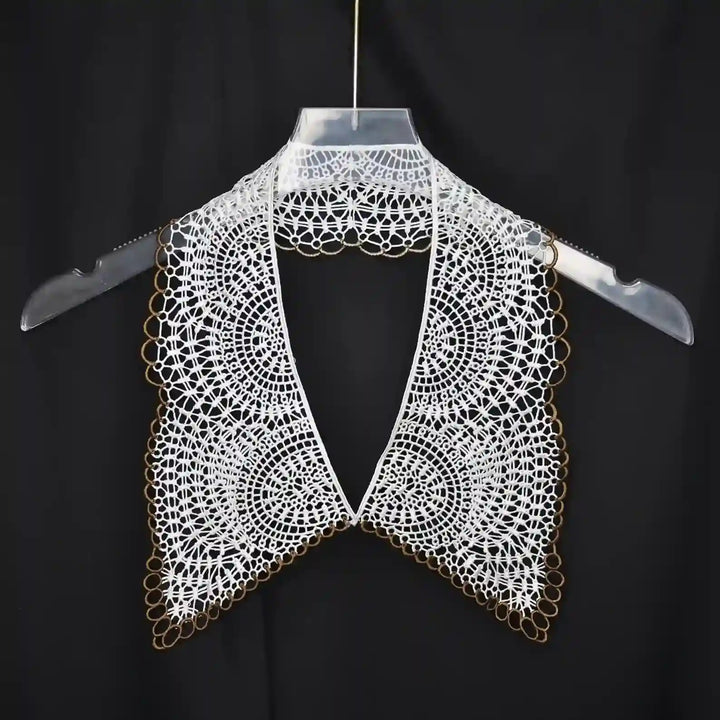 Ani Accessories vintage inspired cutwork floral Puritan collar with detailed embroidery design