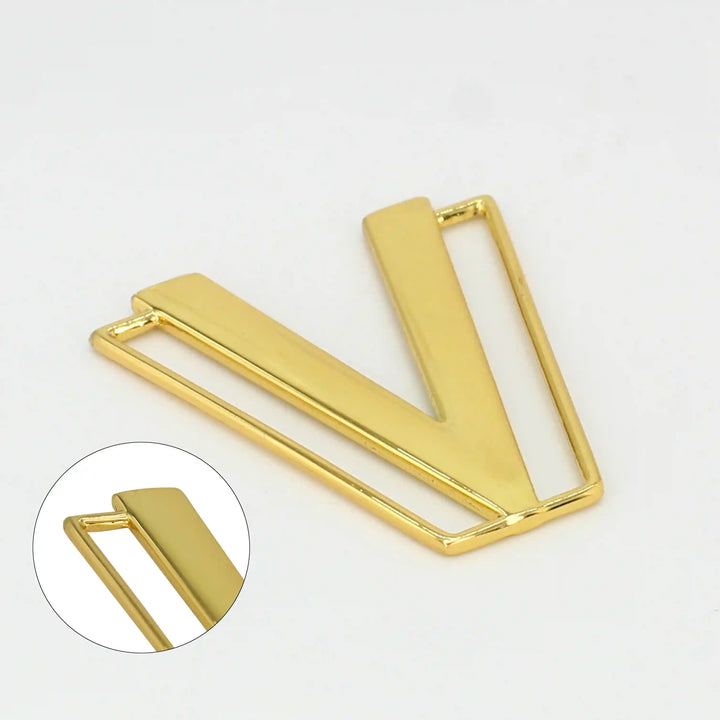 Ani Accessories geometric  zooming image yellow  gold V buckle in Flat angle to show the proper image with zooming edge image in circle with the same.