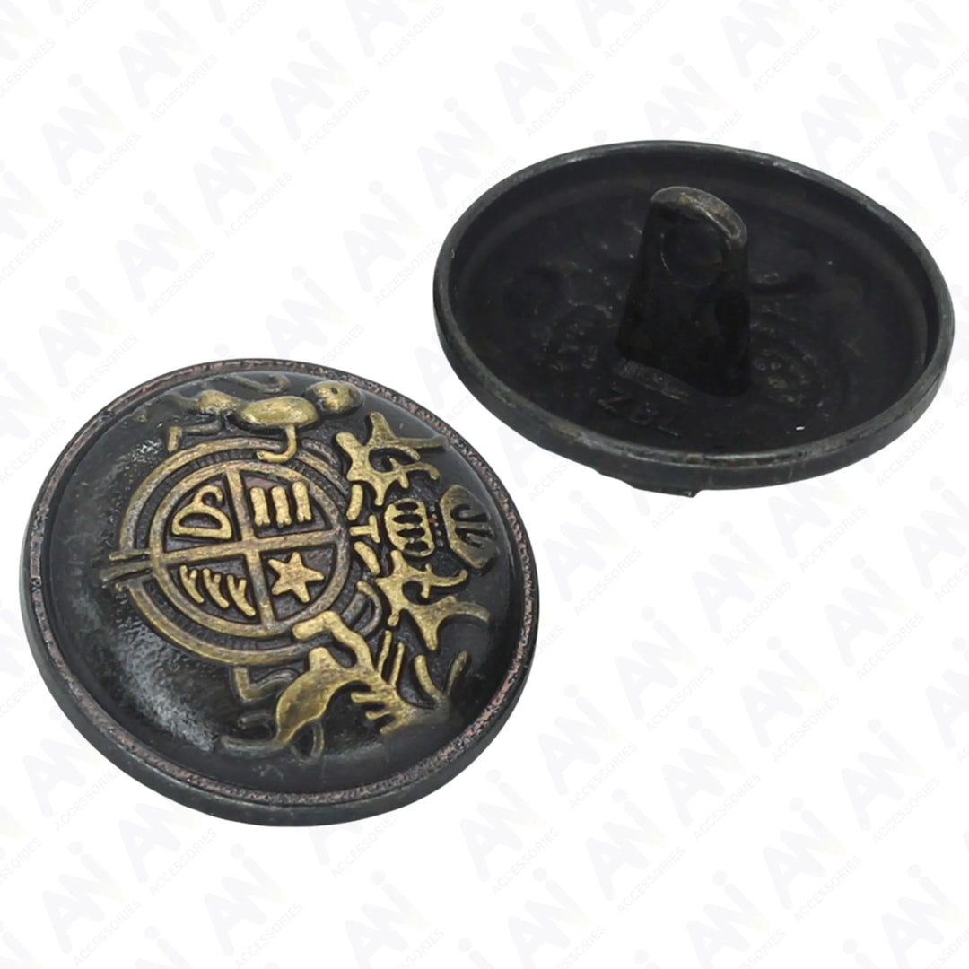 Antique Metal Coat Button front & backside by Ani Accessories