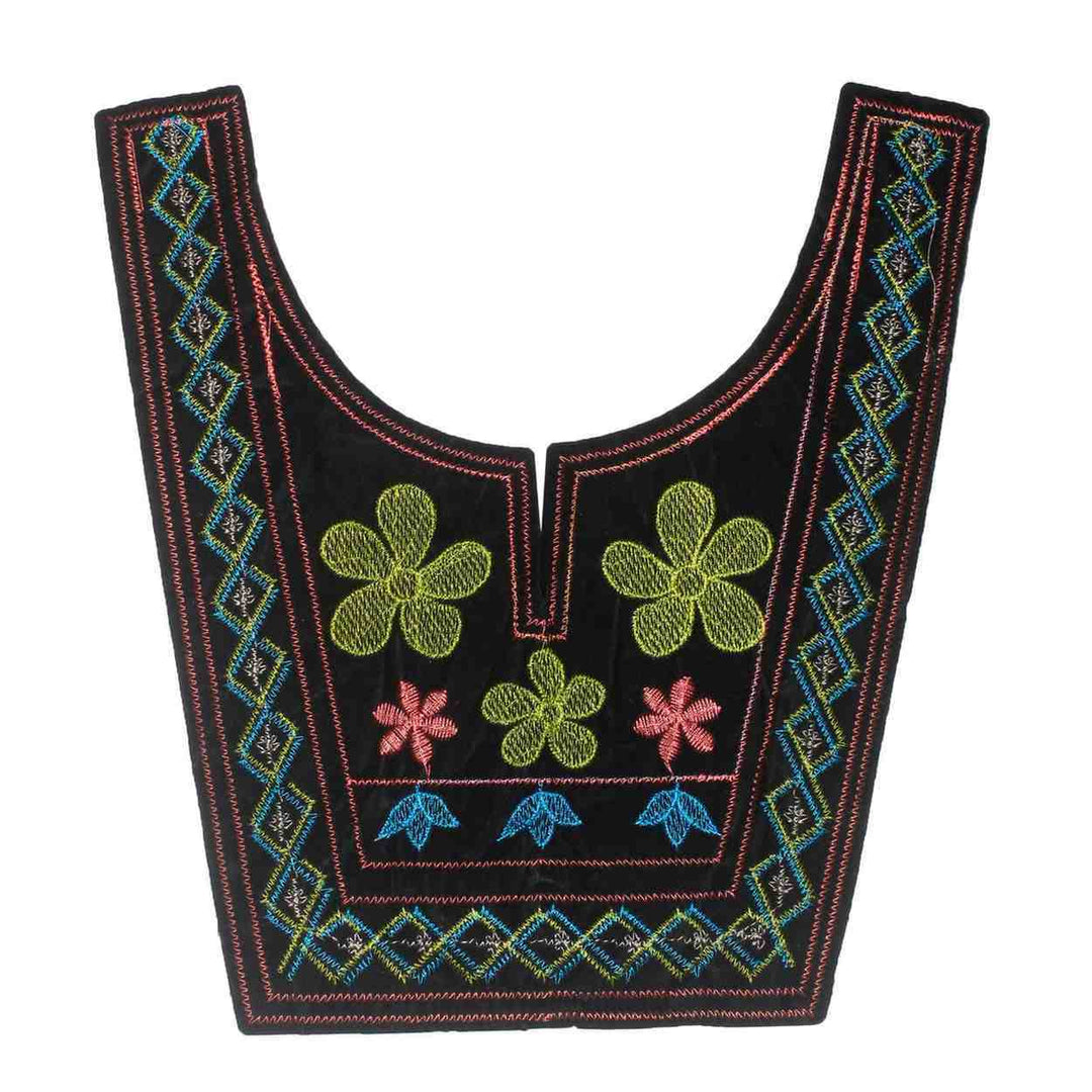 Aztec Elegance style embroidered neckline by Ani Accessories with rich geometric motifs, ethnic detailing and premium fabric, ideal for kurtis and dresses