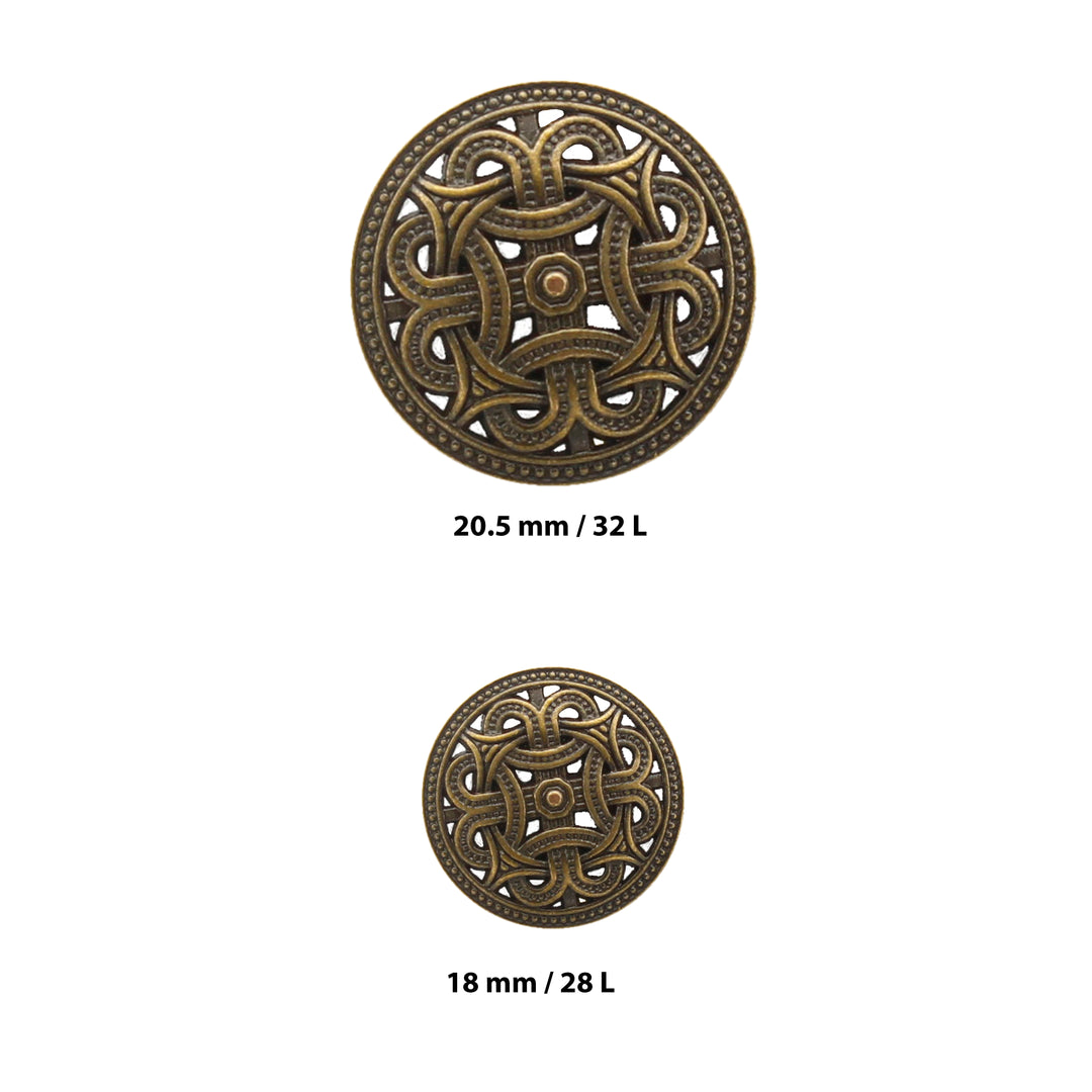 Intricate Viking Shield Design Metal Button Pack of (6 Big + 6 Small)