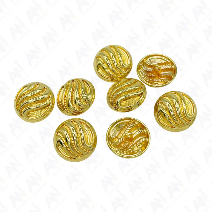 Ornate Metal Buttons with Wave Motif | 15mm, 18mm & 23mm