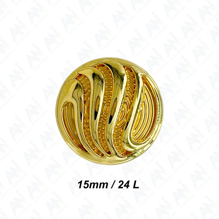 Ornate Metal Buttons with Wave Motif | 15mm, 18mm & 23mm
