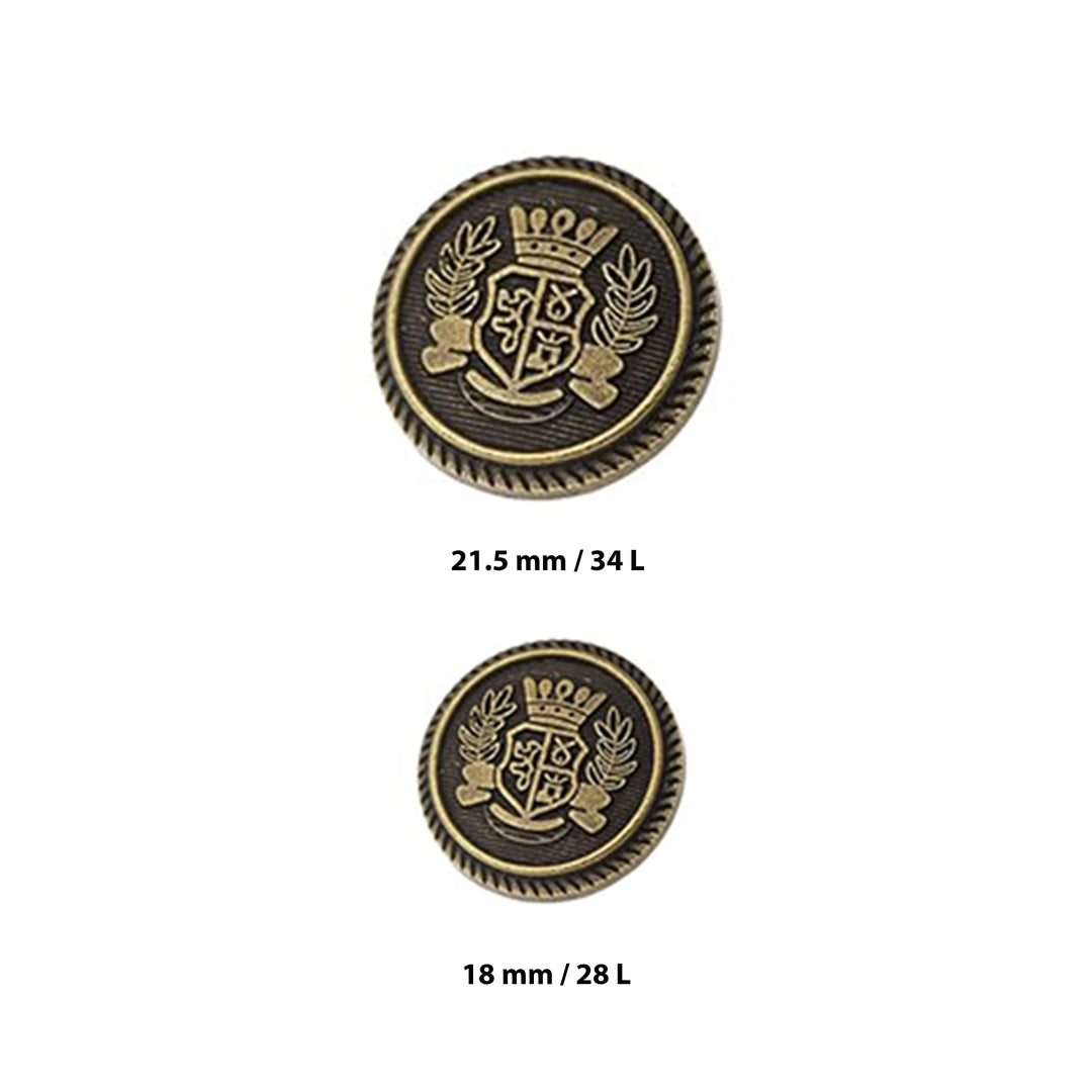 Imperial Gold Crest Metal Button  ( Pack of 8 Buttons)