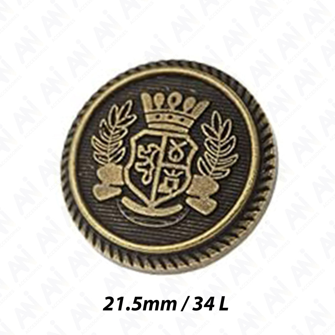 Royal Crest Antique Gold Metal Buttons