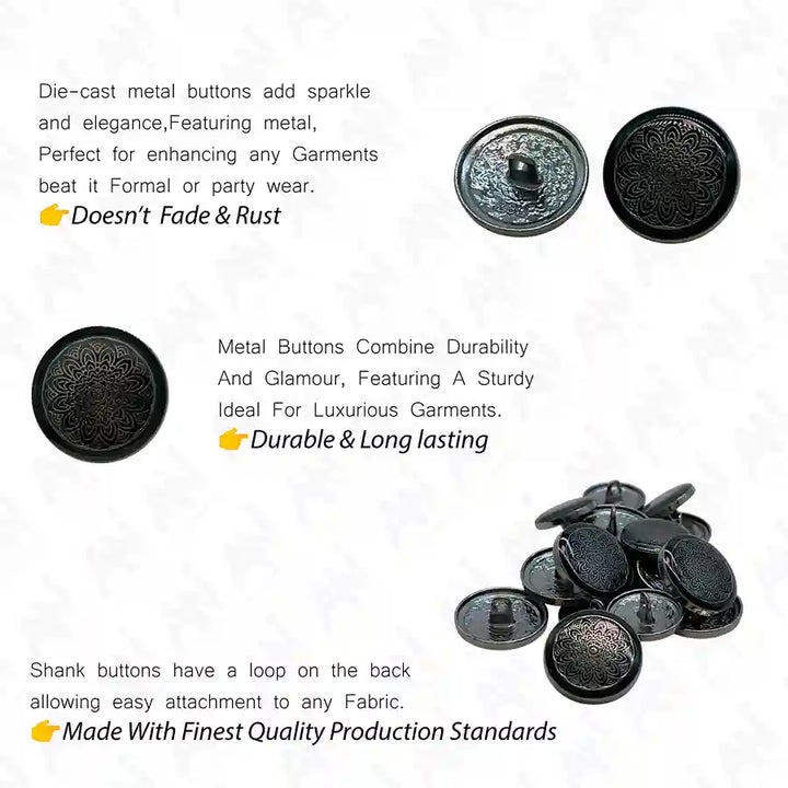 Mandala Shank Metal Button | 18mm(28L) & 21mm(34L)