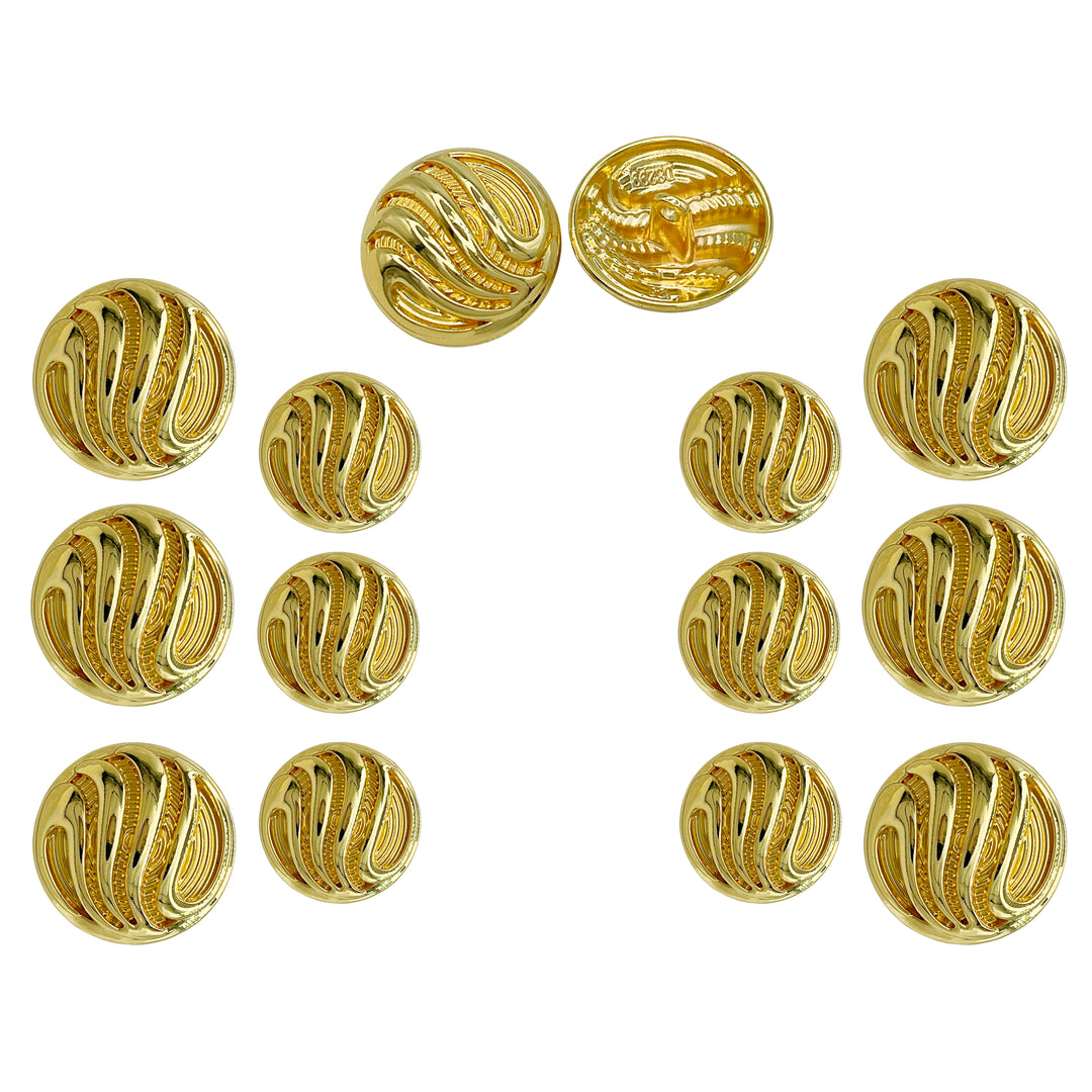 Ornate Metal Buttons with Wave Motif