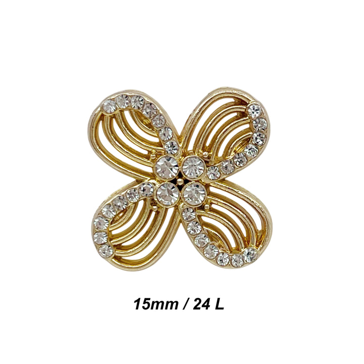 Floral Rhinestone Metal Buttons