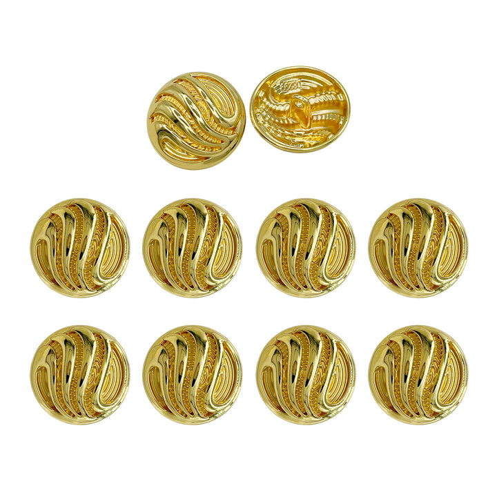 Ornate Metal Buttons with Wave Motif