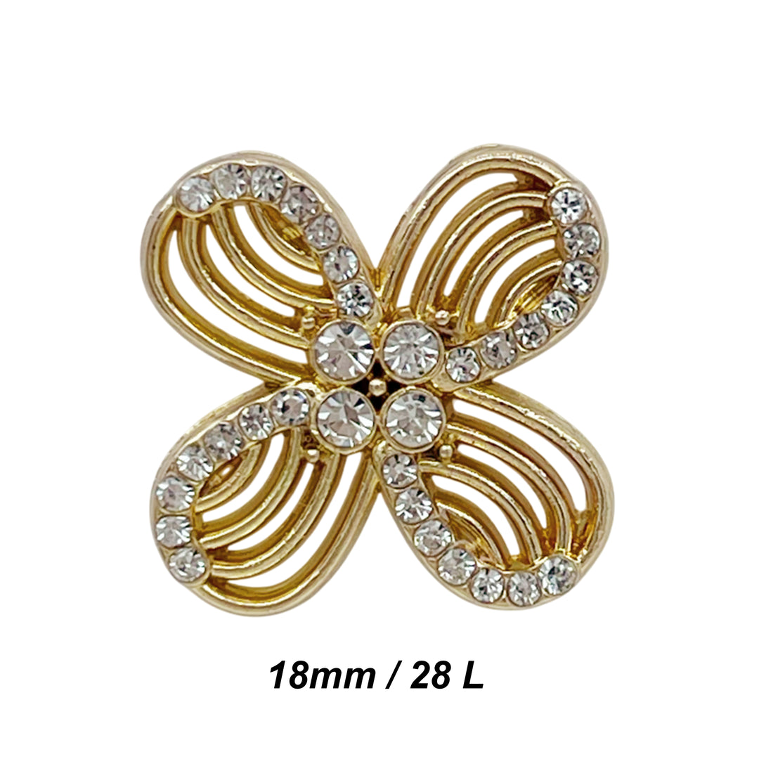 Floral Rhinestone Metal Buttons