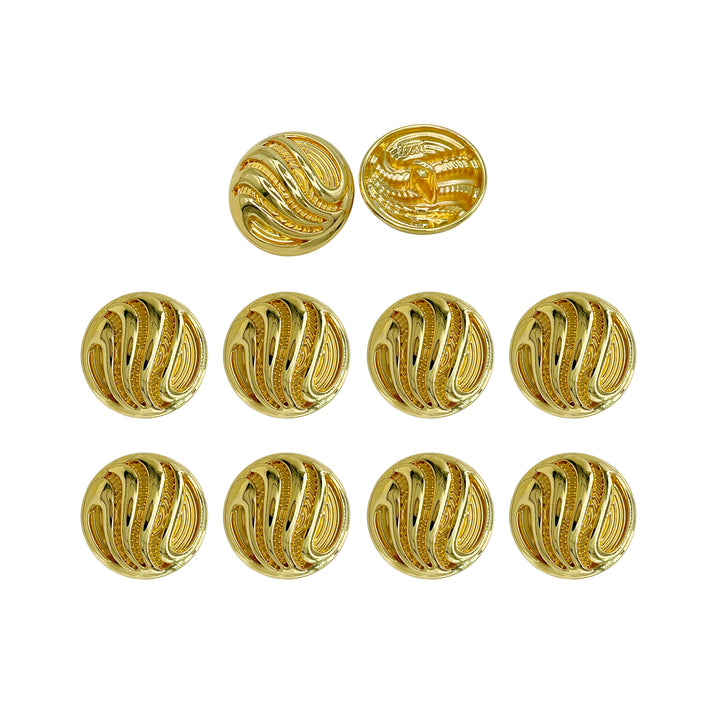 Ornate Metal Buttons with Wave Motif