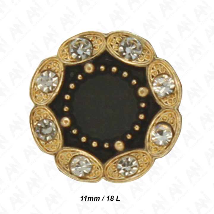 Victorian-Inspired Rhinestone Round Metal Diamond Button