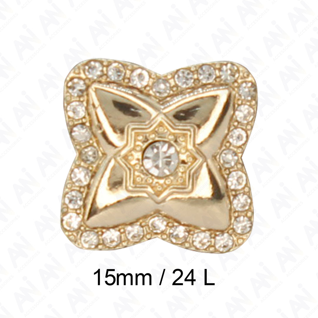 Cross-Shaped Rhinestone Metal Diamond Button