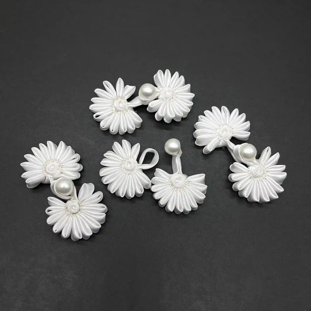 Satin Cord Pearl Frog Button