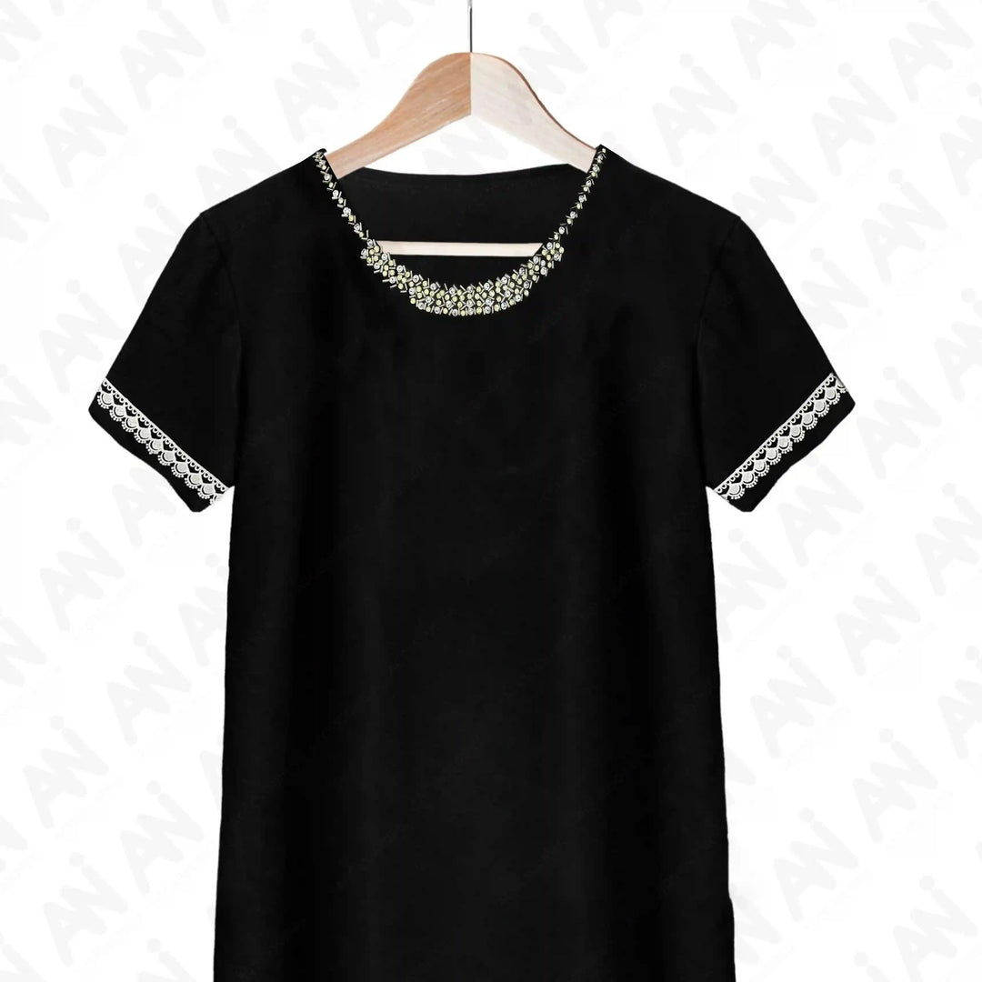 Elegant Round Beaded Neckline