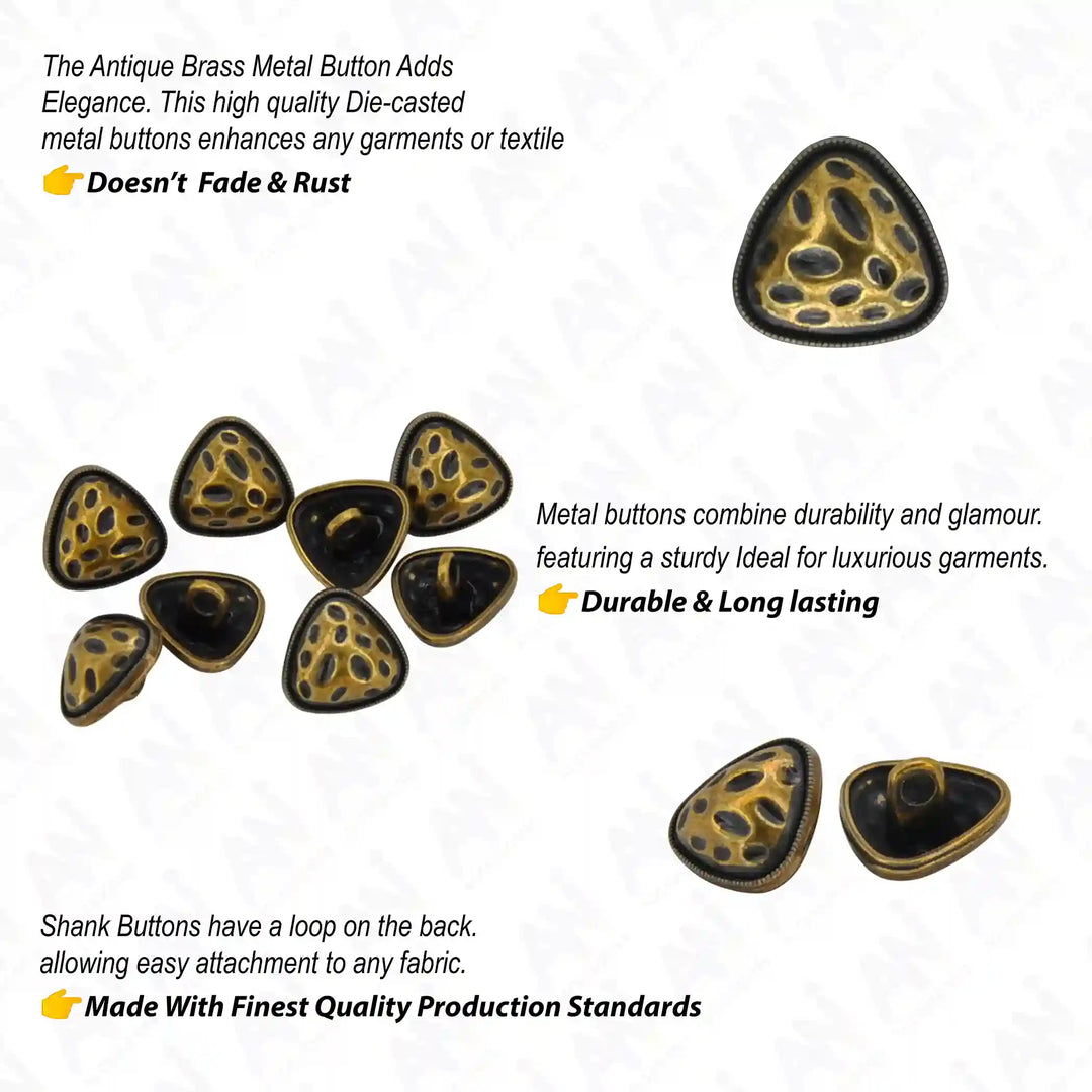 Round Triangle Hammered12mm Shirt Buttons