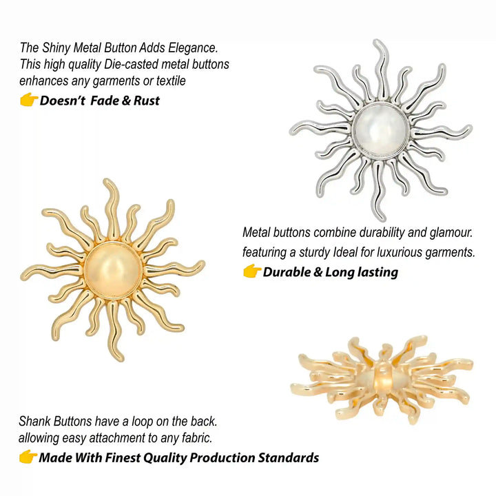 Sun Style Metal Buttons | 25mm & 50mm