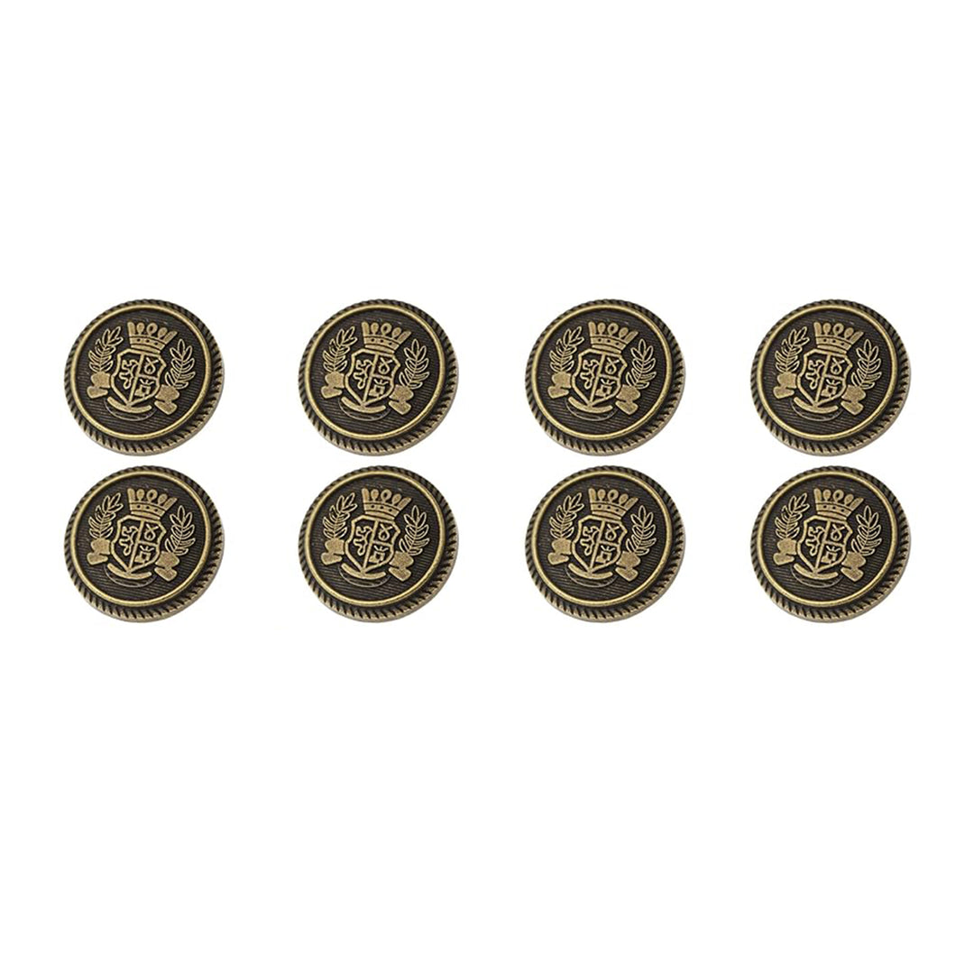 Imperial Gold Crest Metal Button  ( Pack of 8 Buttons)