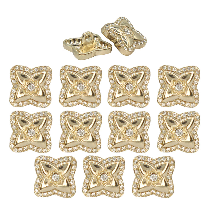 Cross-Shaped Rhinestone Metal Diamond Button