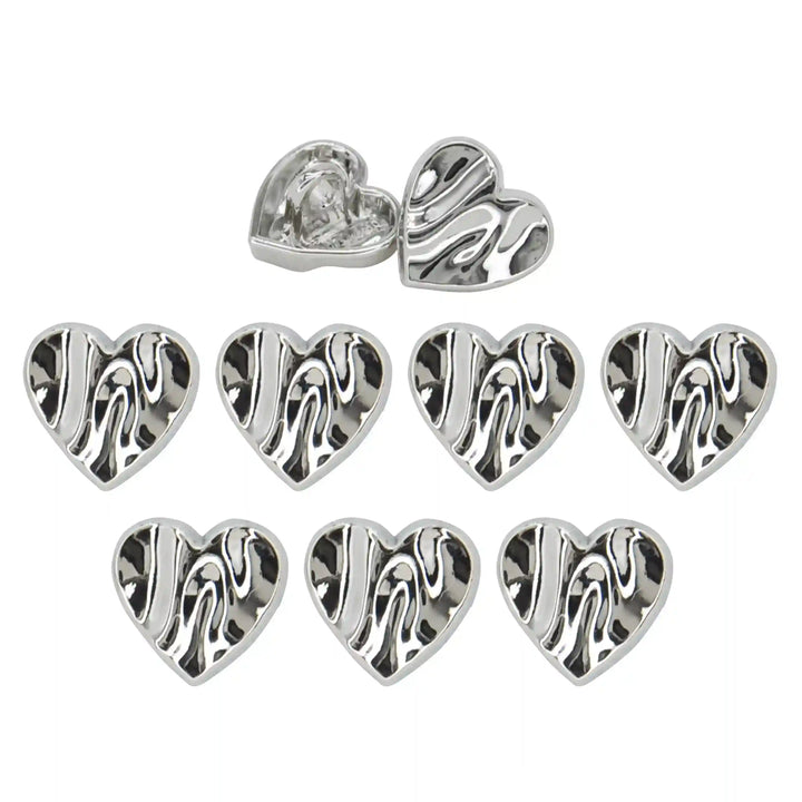 Glossy Heart Design Metal Button | 11mm(18L)