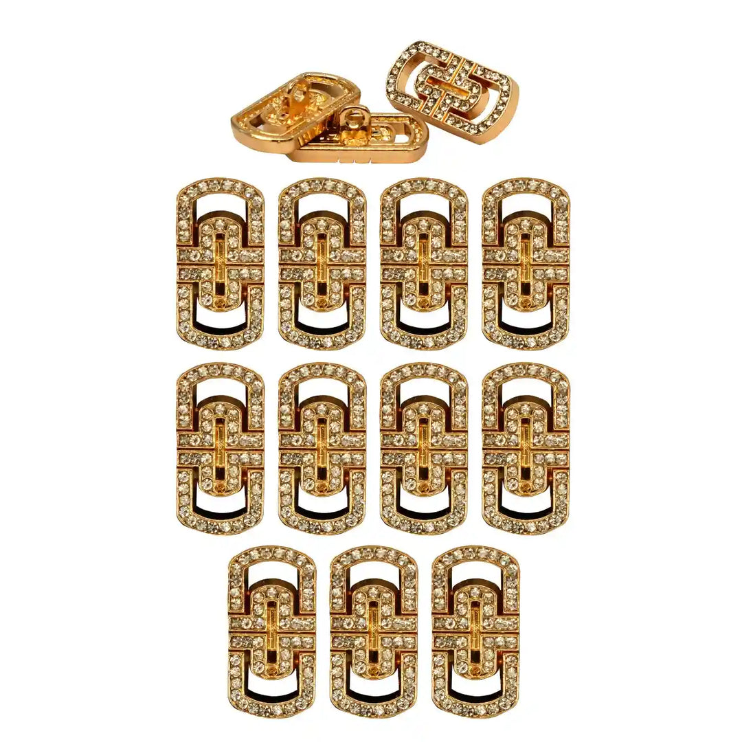 Glittering Diamond Rectangular Metal Button | 20mm (32L)