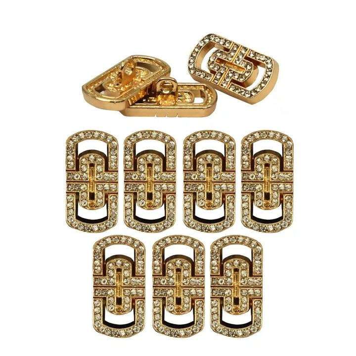 Glittering Diamond Rectangular Metal Button | 20mm (32L)