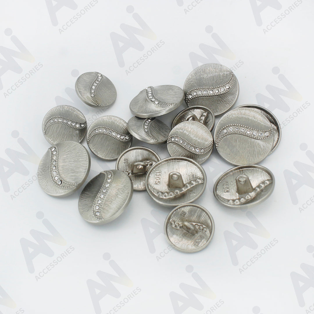 Decorative Metal Buttons with Rhinestone Accents