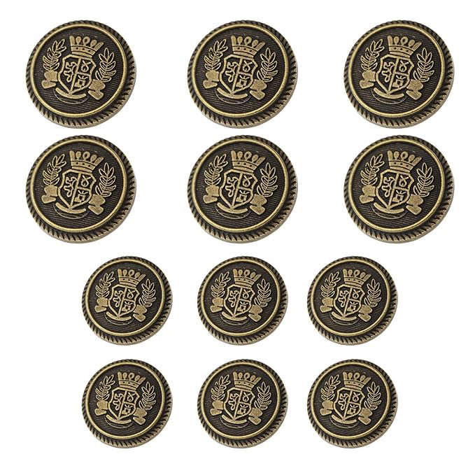 Royal Crest Antique Gold Metal Buttons