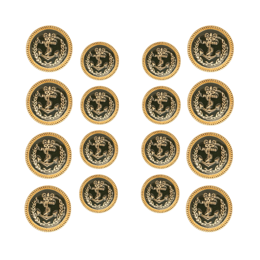 Seafaring Symbols Anchor Design Metal Buttons (8 Big + 8 Small)