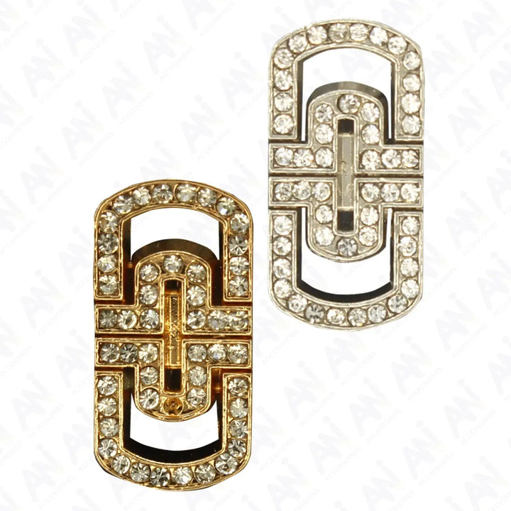 Glittering Diamond Rectangular Metal Button | 20mm (32L)