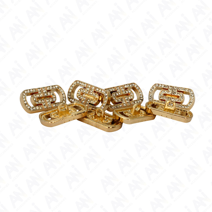 Glittering Diamond Rectangular Metal Button