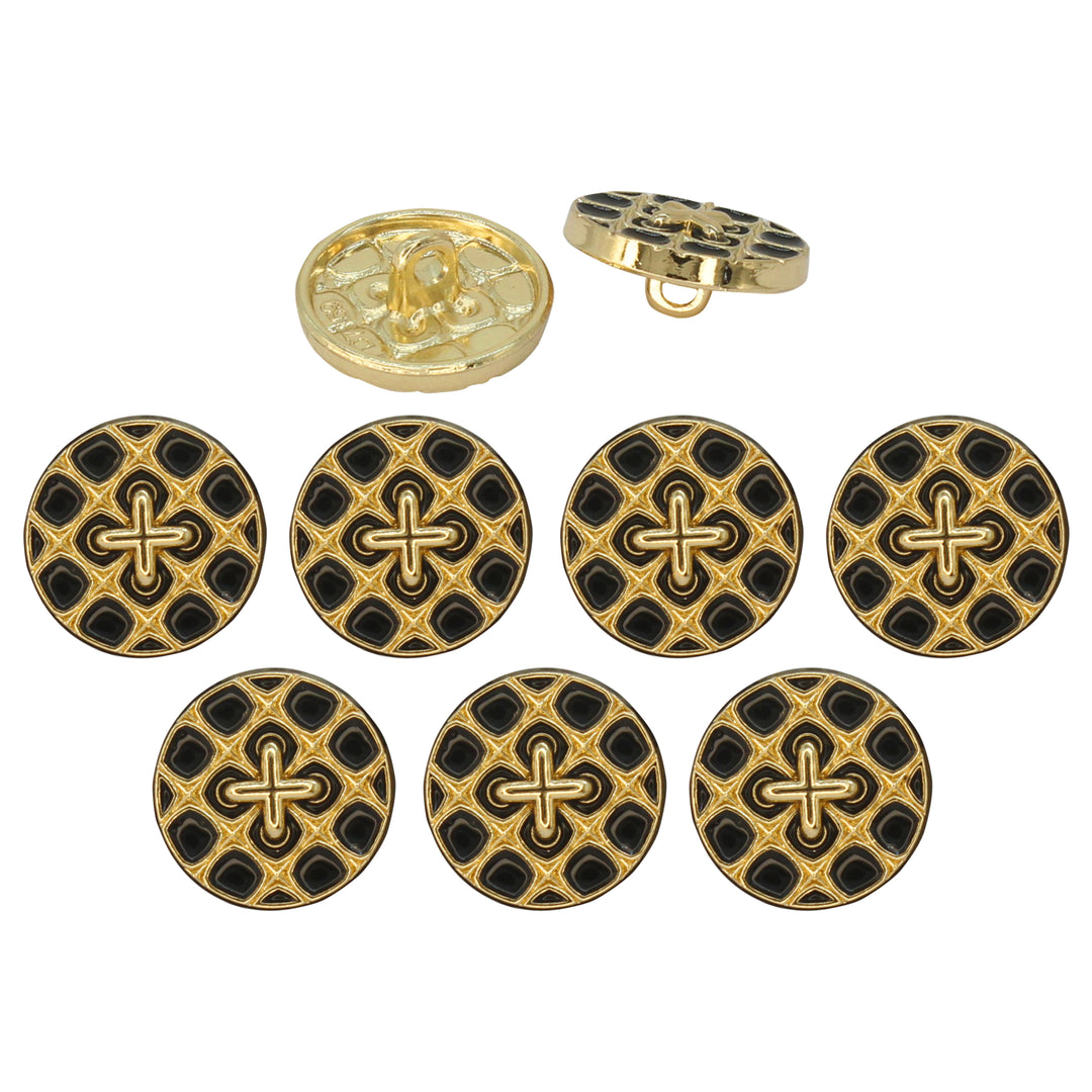 Monochrome Cross Design Metal Buttons