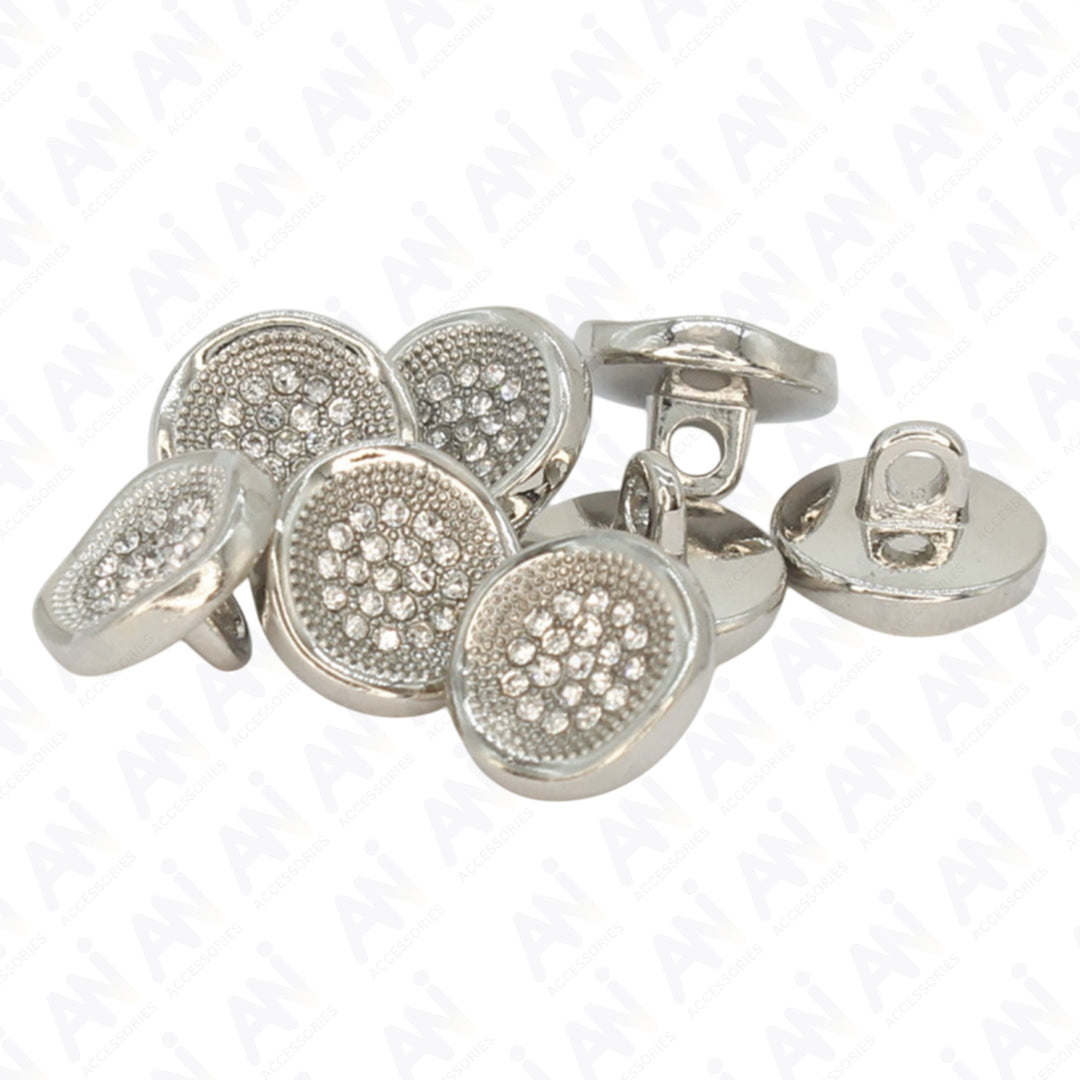 Luxurious Floral Diamond Metal Button