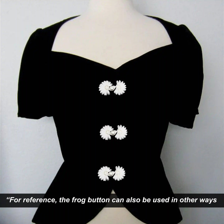 Satin Cord Pearl Frog Button