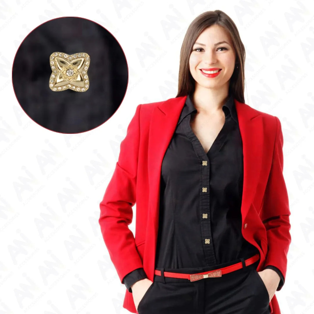 Cross-Shaped Rhinestone Metal Diamond Button | 15mm (24L)