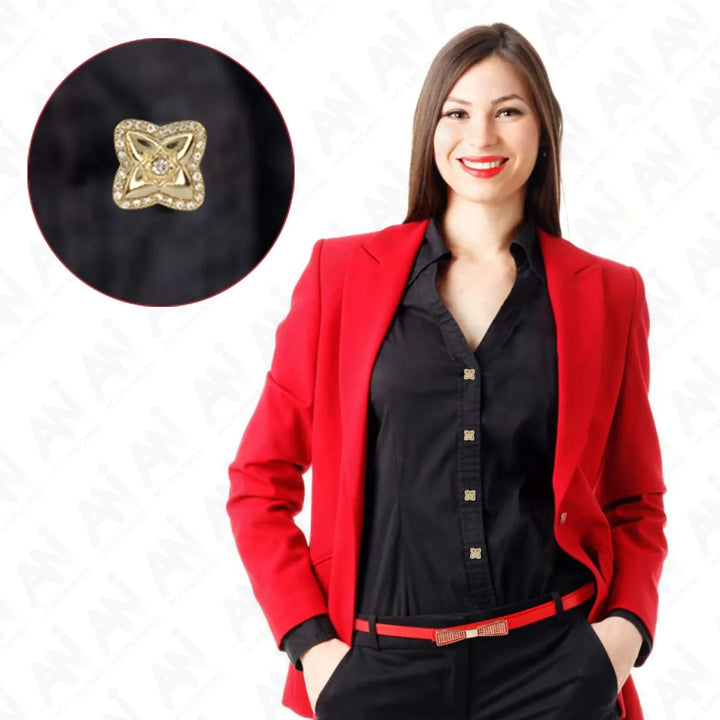 Cross-Shaped Rhinestone Metal Diamond Button | 15mm (24L)