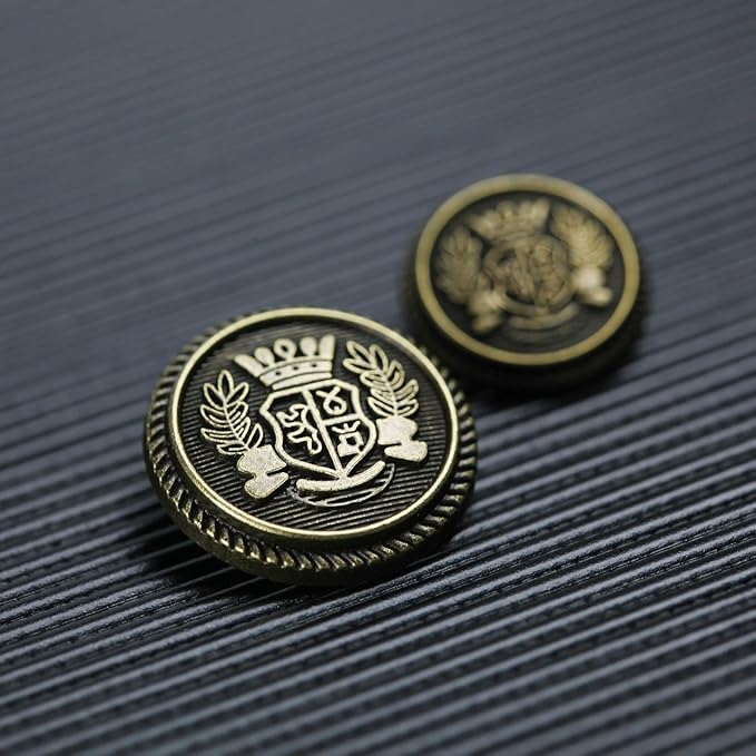 Royal Crest Antique Gold Metal Buttons