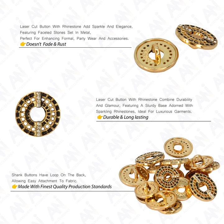 Decorative Gold Laser Cut Button