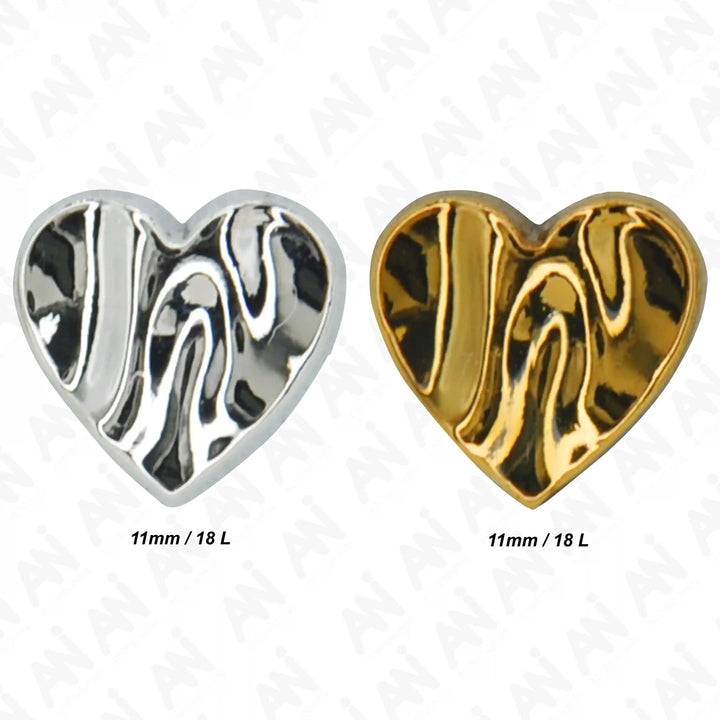 Glossy Heart Design Metal Button | 11mm(18L)