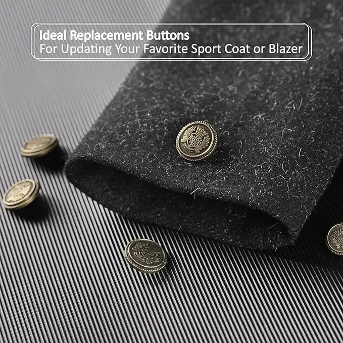 Royal Crest Antique Gold Metal Buttons | 18mm(28L) & 21mm(34L)