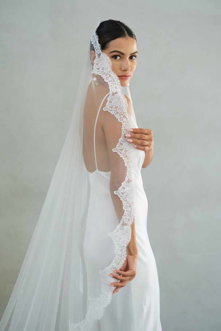 Scalloped Floral Eyelash Lace Dress