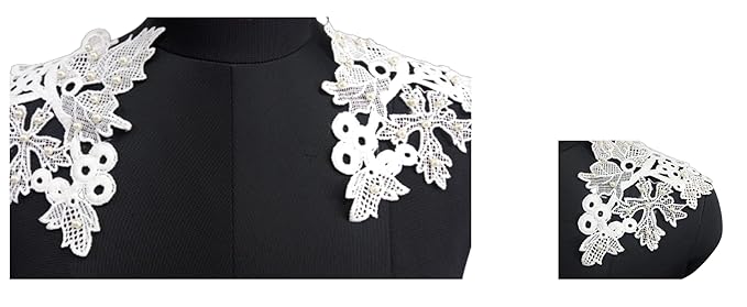 Bohemian chic shoulder pearl patch featuring hand embroidery, subtle shimmer, dyeable sew-on applique for dresses blouses us