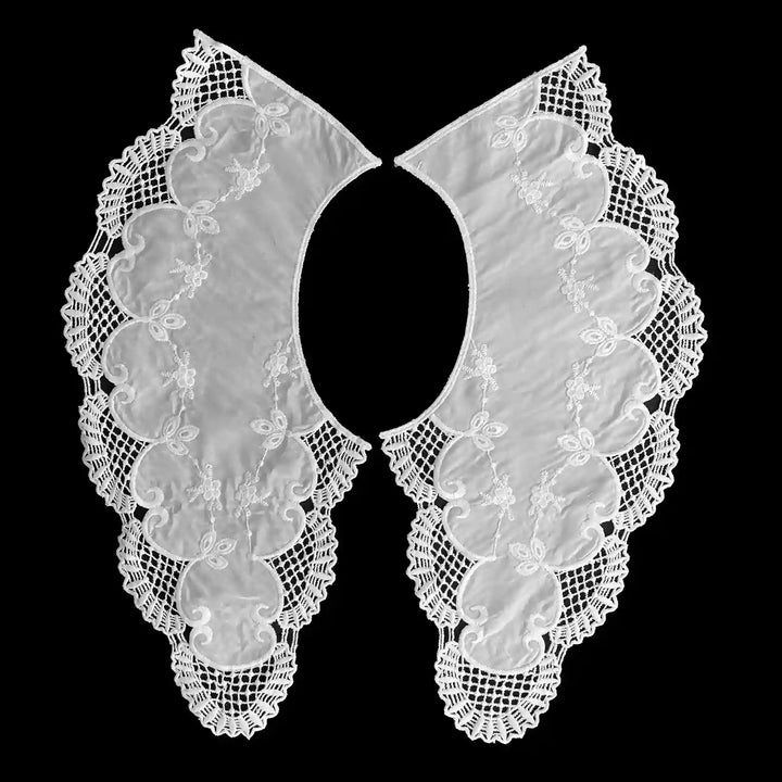 Broderie Anglaise Peter Pan collar with intricate eyelet cutwork, scalloped hem and soft vintage inspired finish