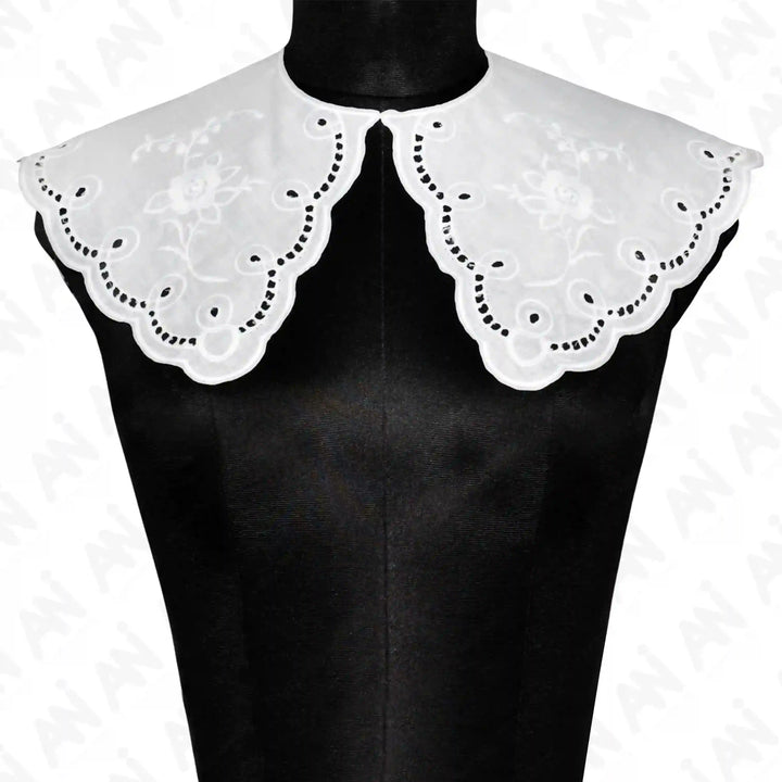 Broderie Neckline Anglaise Collar by Ani Accessories with delicate embroidery for dresses and blouse styling looks