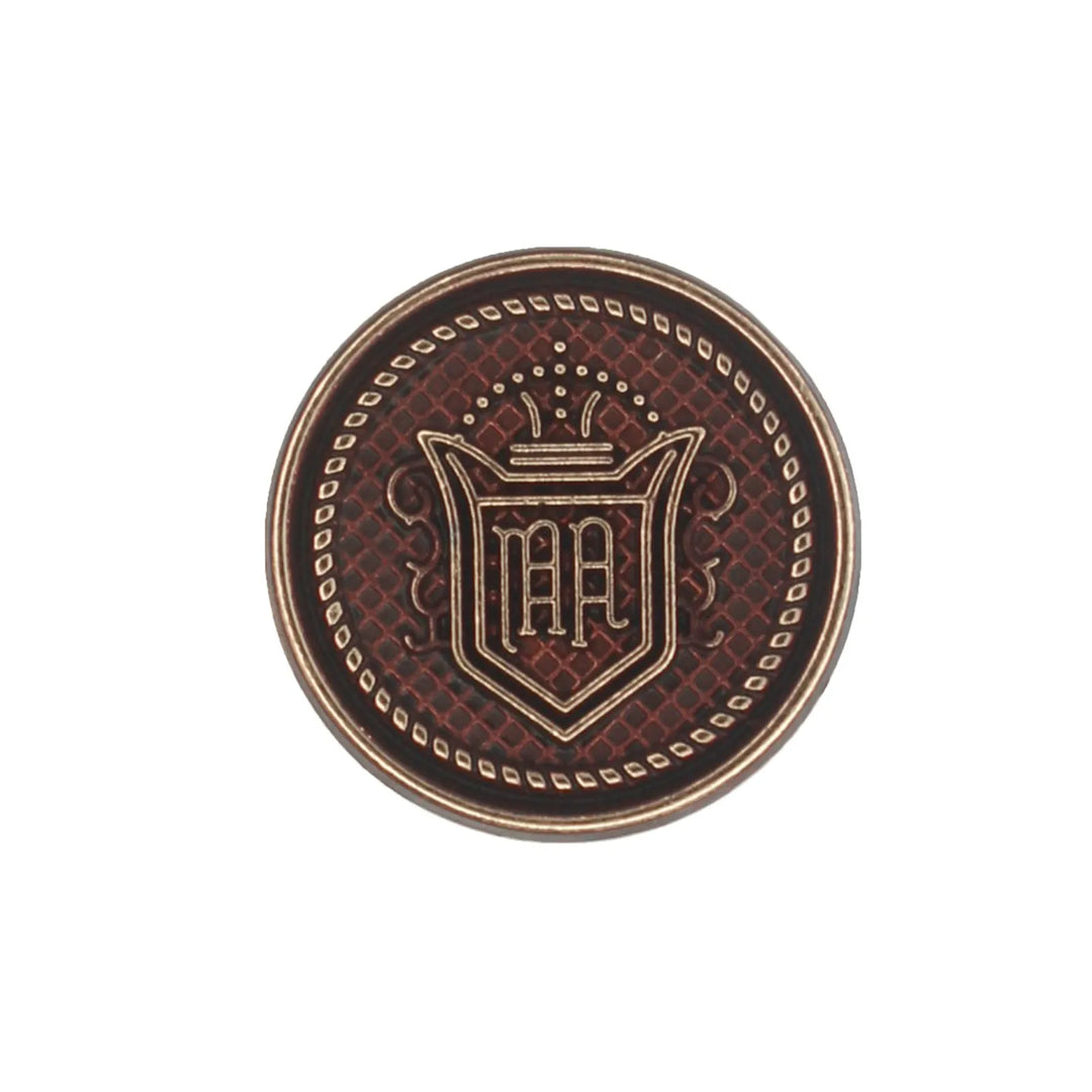 Brown Royal Regalia design button by Ani Accessories.