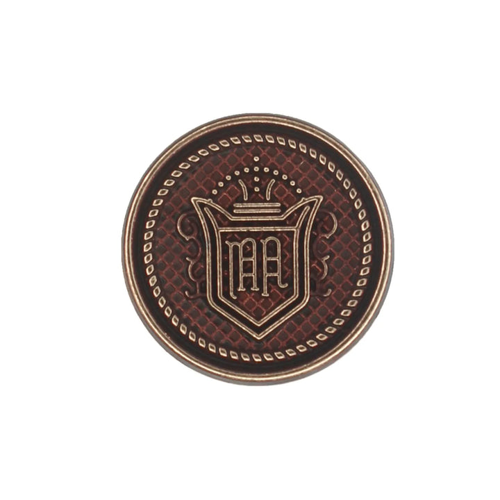 Brown Royal Regalia design button by Ani Accessories.
