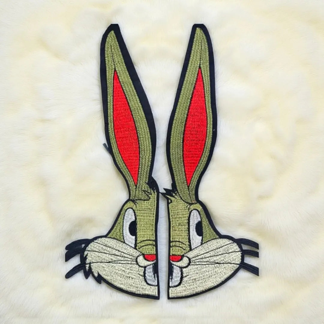 Bugs Bunny Patch by Ani Accessories, embroidered cartoon applique for clothing, bags, and DIY projects