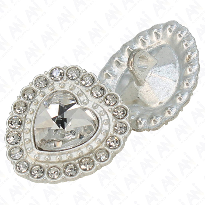 Heart Shape Rhinestone Metal Buttons