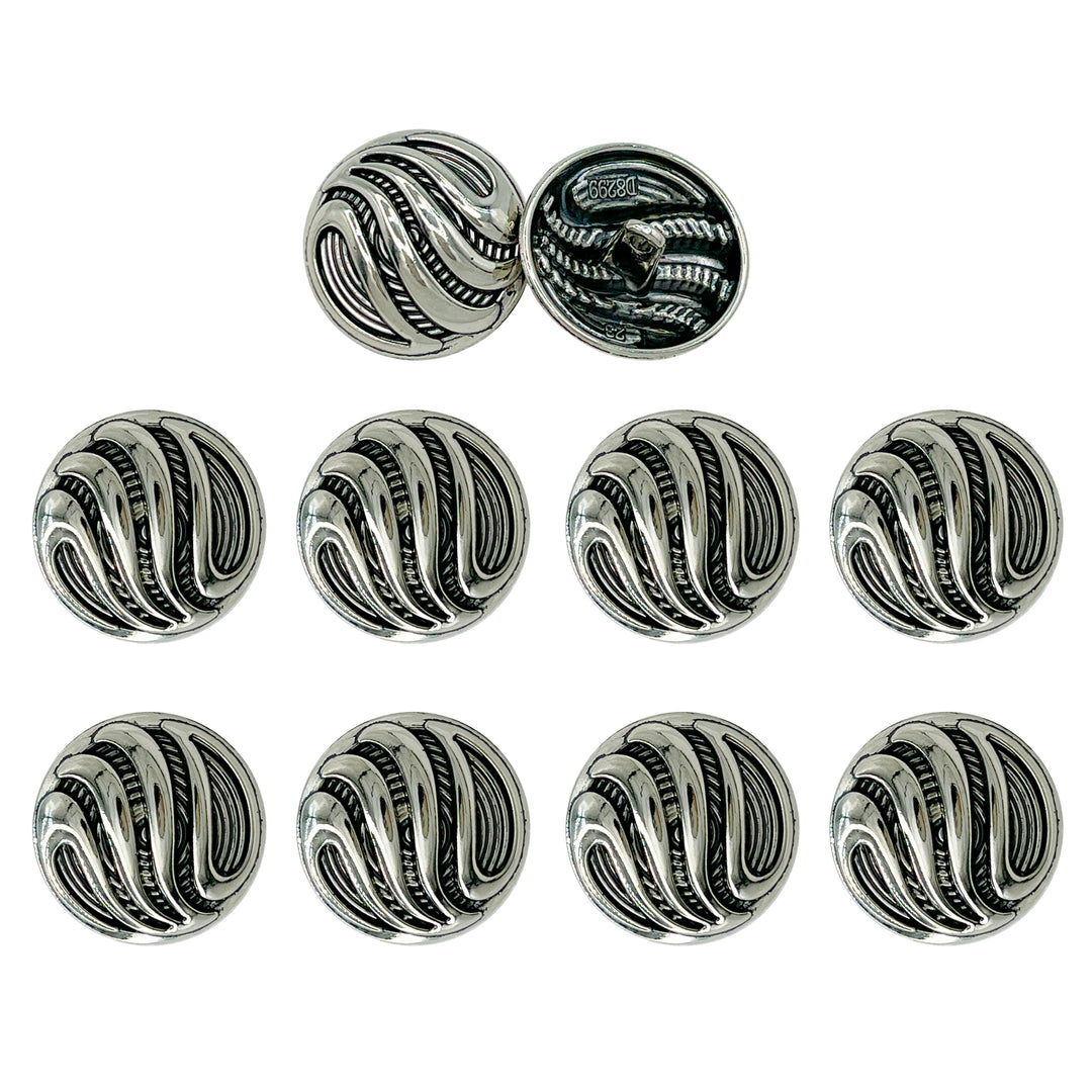 Ornate Metal Buttons with Wave Motif